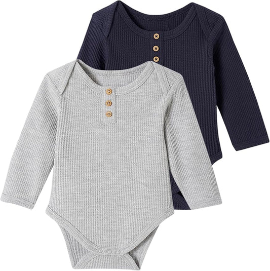 VERTBAUDET Pack of 2 Long Sleeve Honeycomb Bodysuits