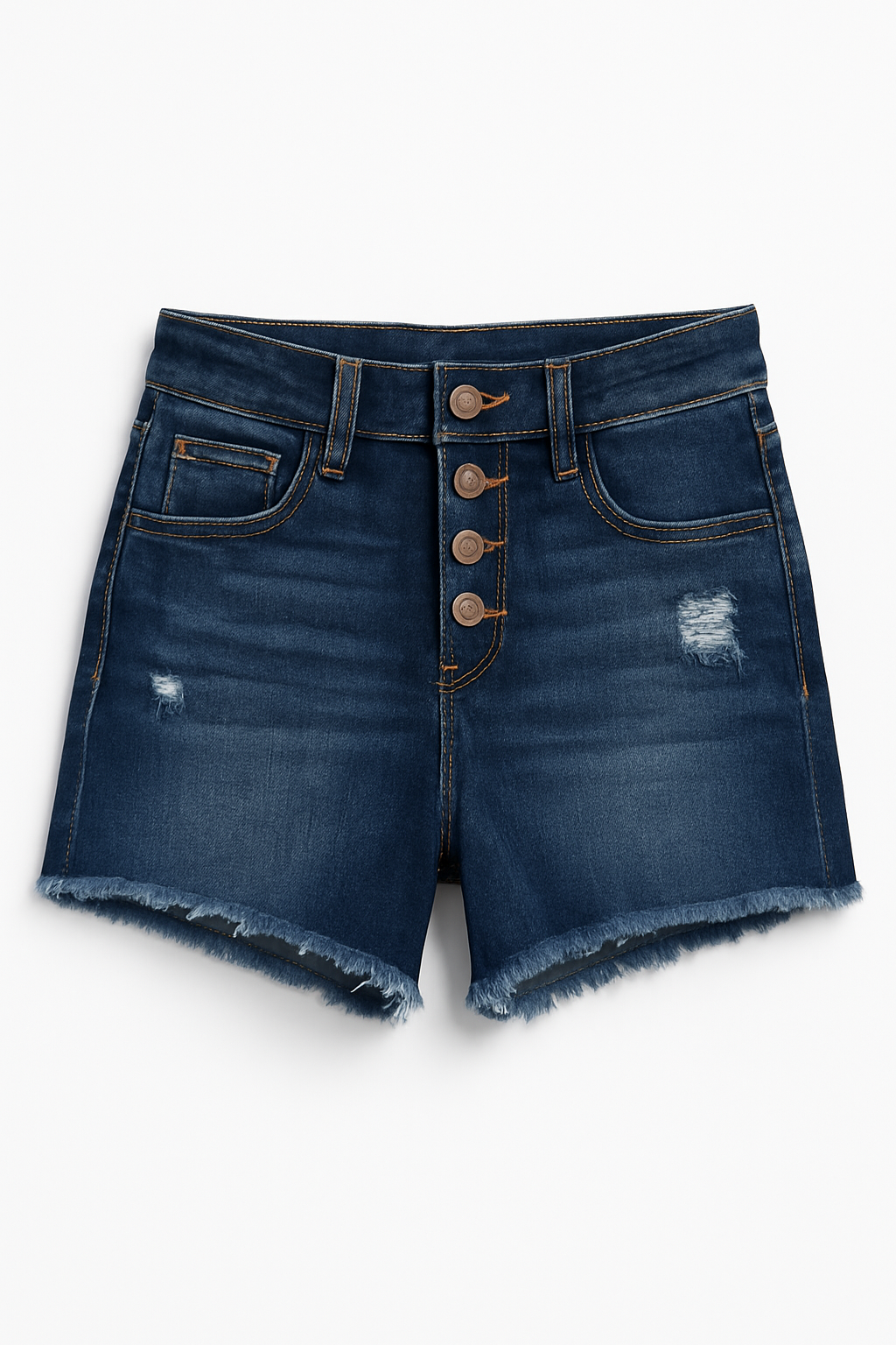 Denim Frayed Hem Shorts