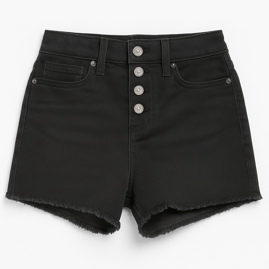 Denim Frayed Hem Shorts