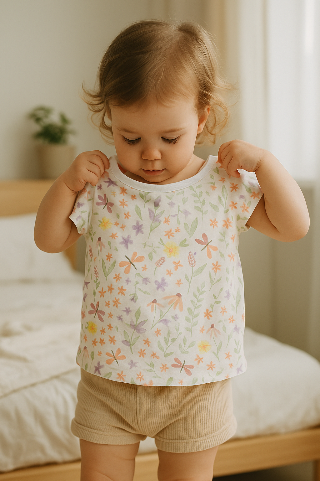 Girls’ Floral Butterfly T-Shirt – Soft Cotton Kids Tee for Spring & Summer