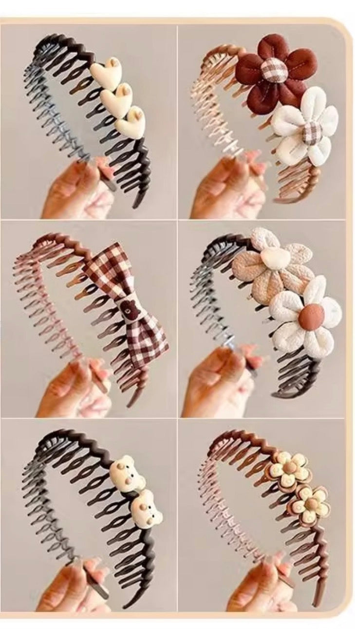 Children's Coffee-Colored Toothed Anti-Slip Hairband New Autumn and Winter Broken Hair Hairpin Headband Baby Girl Headband