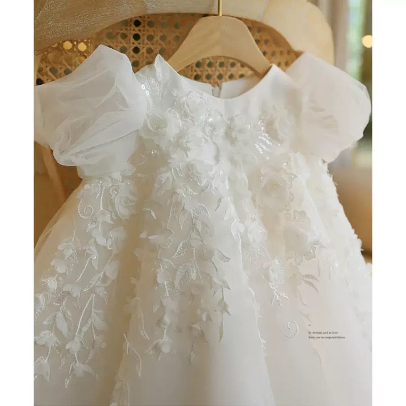 Girl Baby Girl One-Year-Old Dress Princess Style High Waist Ball Dress Baby's Birthday Wedding Dress Flower Children's Party Dress