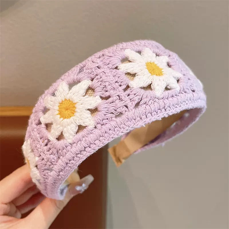 Children's Knitted Embroidered Wool Flower Headband Girl's Finishing Broken Hair Artifact Girl's Wide-brimmed Headband Bangs Hair Clips Ladies Band