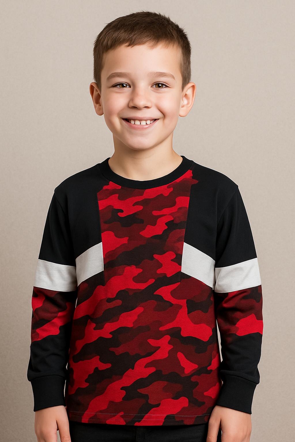 Boys’ Red Camo Long Sleeve Sweatshirt