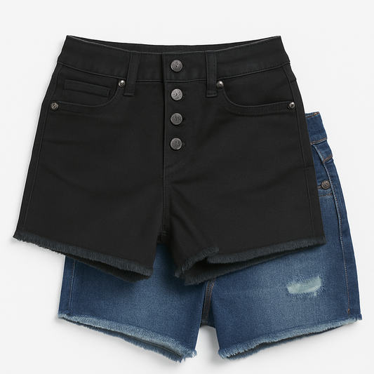Denim Frayed Hem Shorts