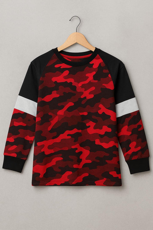 Boys’ Red Camo Long Sleeve Sweatshirt