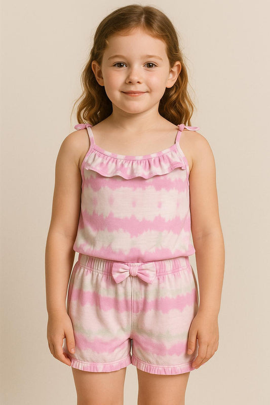 Girls' Two-Piece Summer Set – Pink Tie-Dye