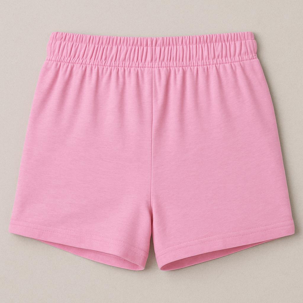 Girls' 2-Pack Summer Shorts Set – Solid Pink Tropical Floral Print
