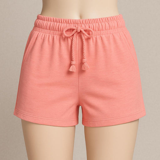 Women's Casual Drawstring Lounge Shorts – Coral Pink
