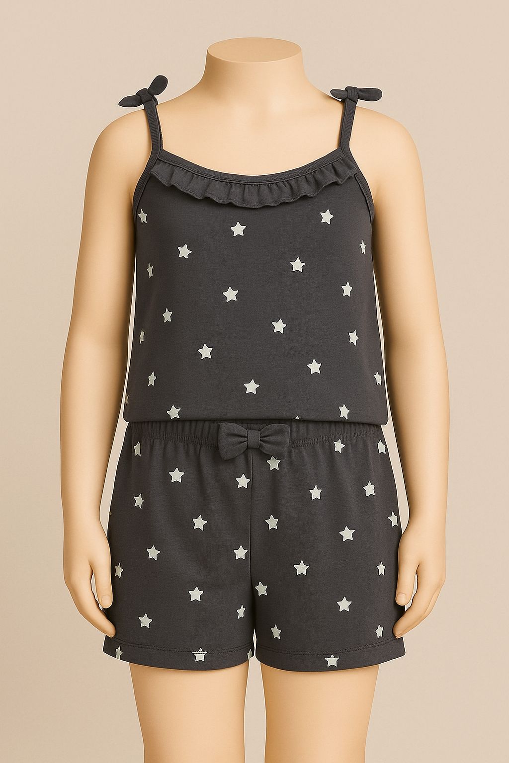 Girls' Two-Piece Starry Night Pajama Set – Washed Black