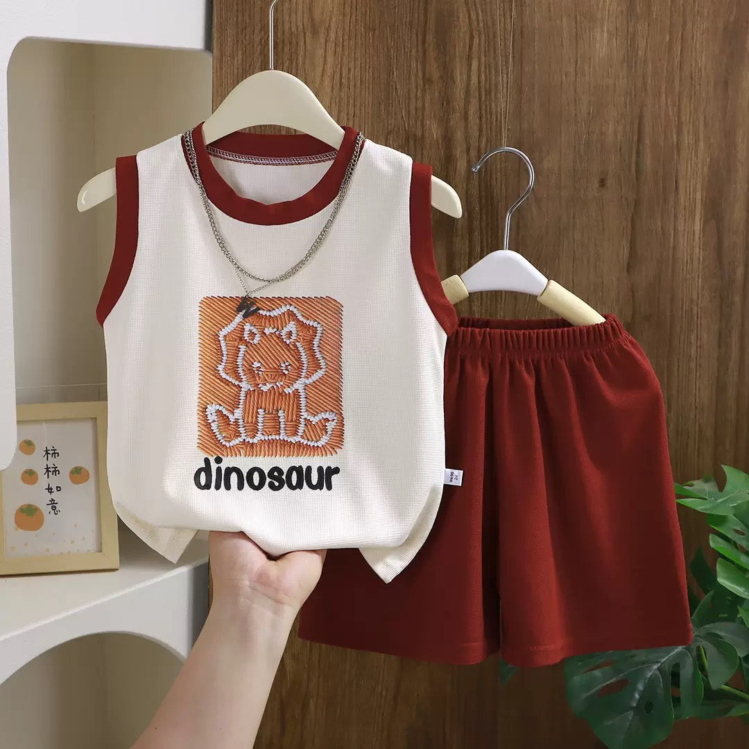 Summer new children's vest set boys sleeveless top shorts summer two-piece children's clothing thin wholesale casual sportswear