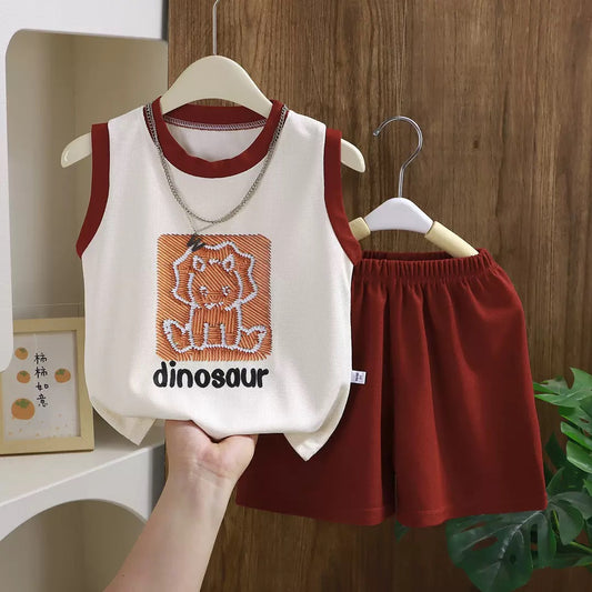 Summer new children's vest set boys sleeveless top shorts summer two-piece children's clothing thin wholesale casual sportswear