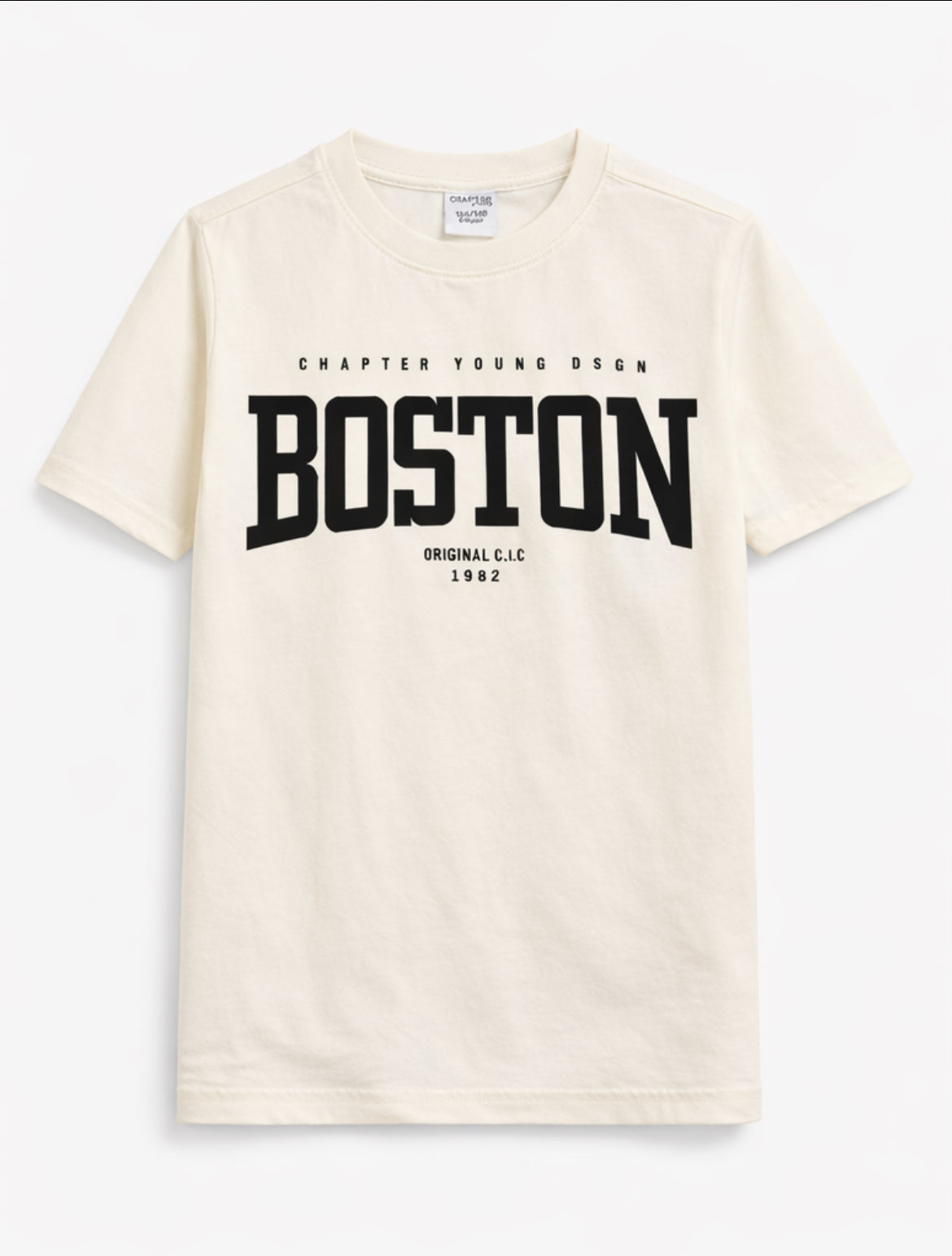 Unisex Kids Cream “Boston” Short Sleeve T-Shirt