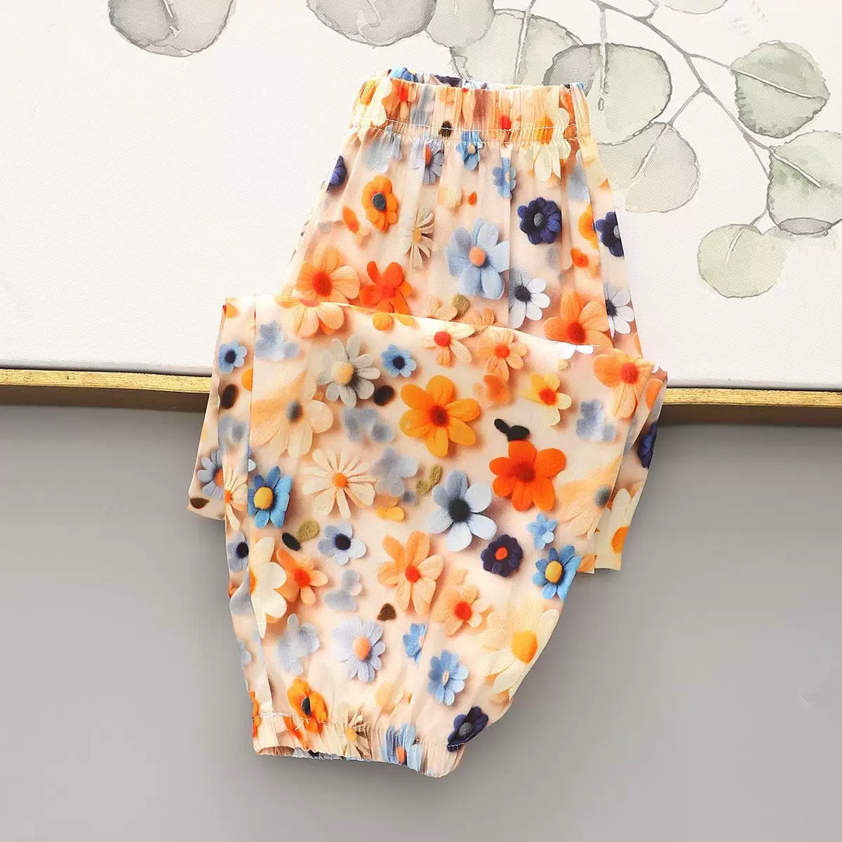 Girls summer children's pants children's clothing small and medium-sized girls 3D printing casual pants anti-mosquito fashion Joggers
