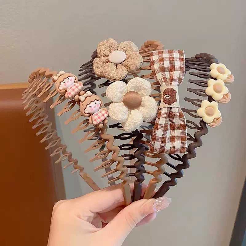 Children's Coffee-Colored Toothed Anti-Slip Hairband New Autumn and Winter Broken Hair Hairpin Headband Baby Girl Headband