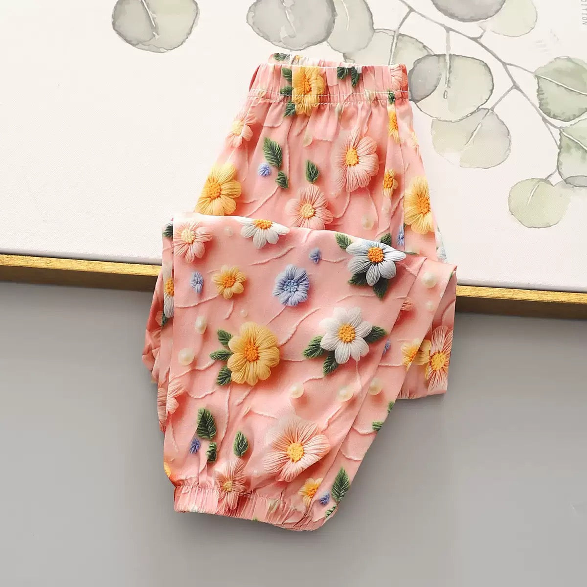 Girls summer children's pants children's clothing small and medium-sized girls 3D printing casual pants anti-mosquito fashion Joggers