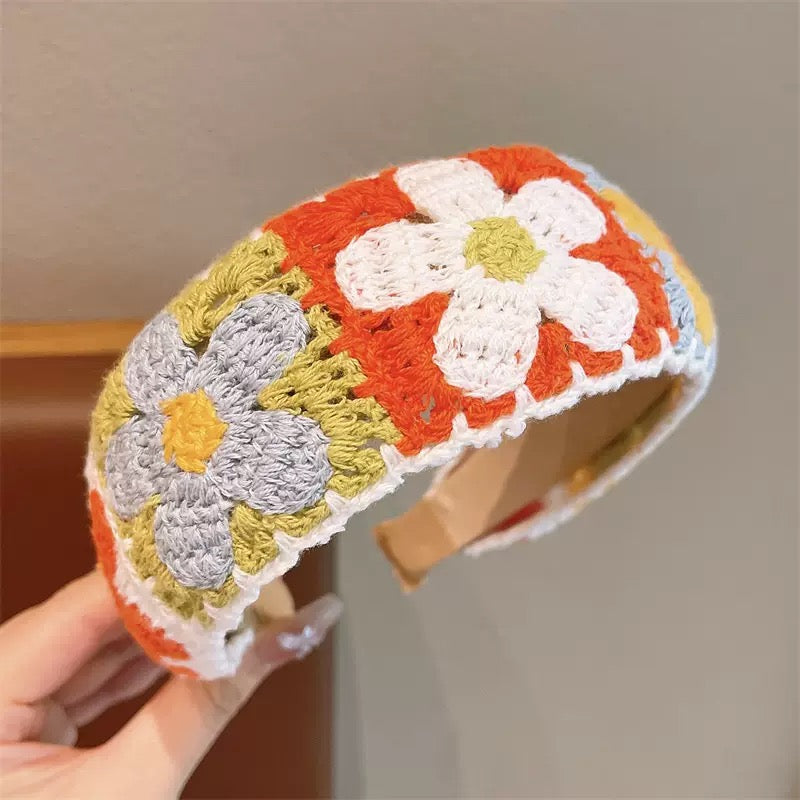 Children's Knitted Embroidered Wool Flower Headband Girl's Finishing Broken Hair Artifact Girl's Wide-brimmed Headband Bangs Hair Clips Ladies Band