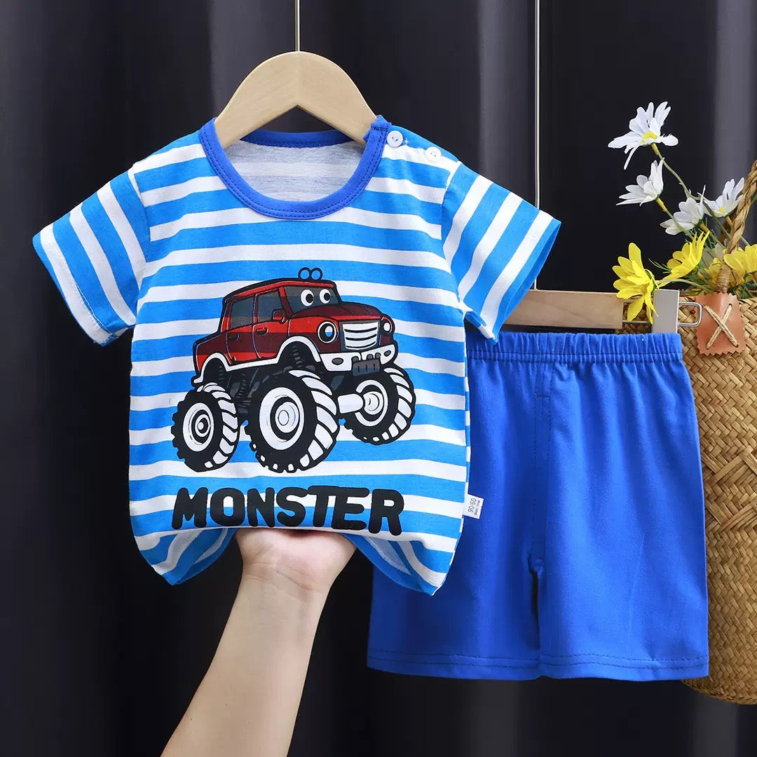 Colorful Summer Children's Short-Sleeve Shorts Set, Pure Cotton T-Shirt, Thin Style for Boys and Girls, New Children's Clothing 2026 kids set