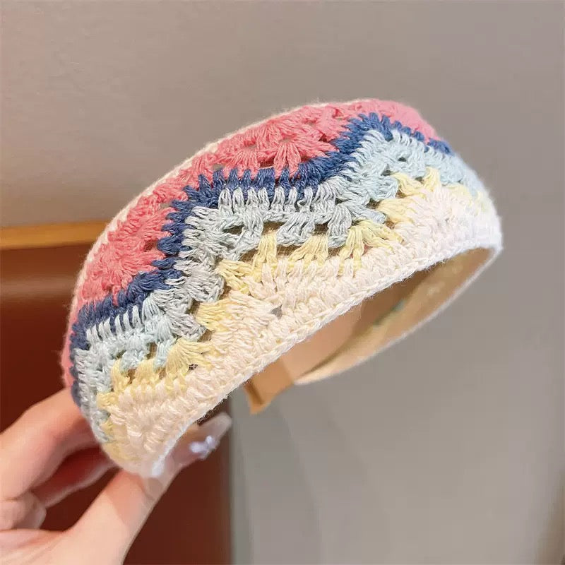 Children's Knitted Embroidered Wool Flower Headband Girl's Finishing Broken Hair Artifact Girl's Wide-brimmed Headband Bangs Hair Clips Ladies Band