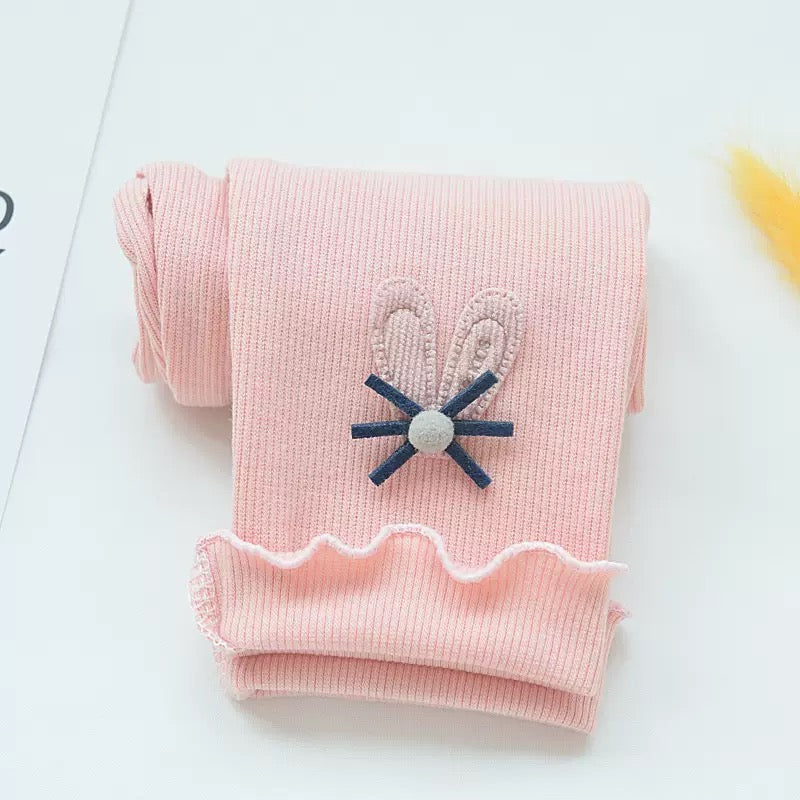 Baby Toddler Kids Girls Footless Tights Cute 3D Bunny Ear Cotton Leggings Knit Ruffle Stocking Pants Fall Clothes spring summer Bottoms for Girl