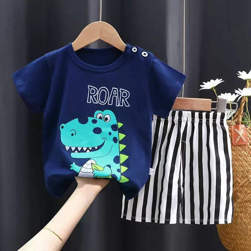 Colorful Summer Children's Short-Sleeve Shorts Set, Pure Cotton T-Shirt, Thin Style for Boys and Girls, New Children's Clothing 2026 kids set