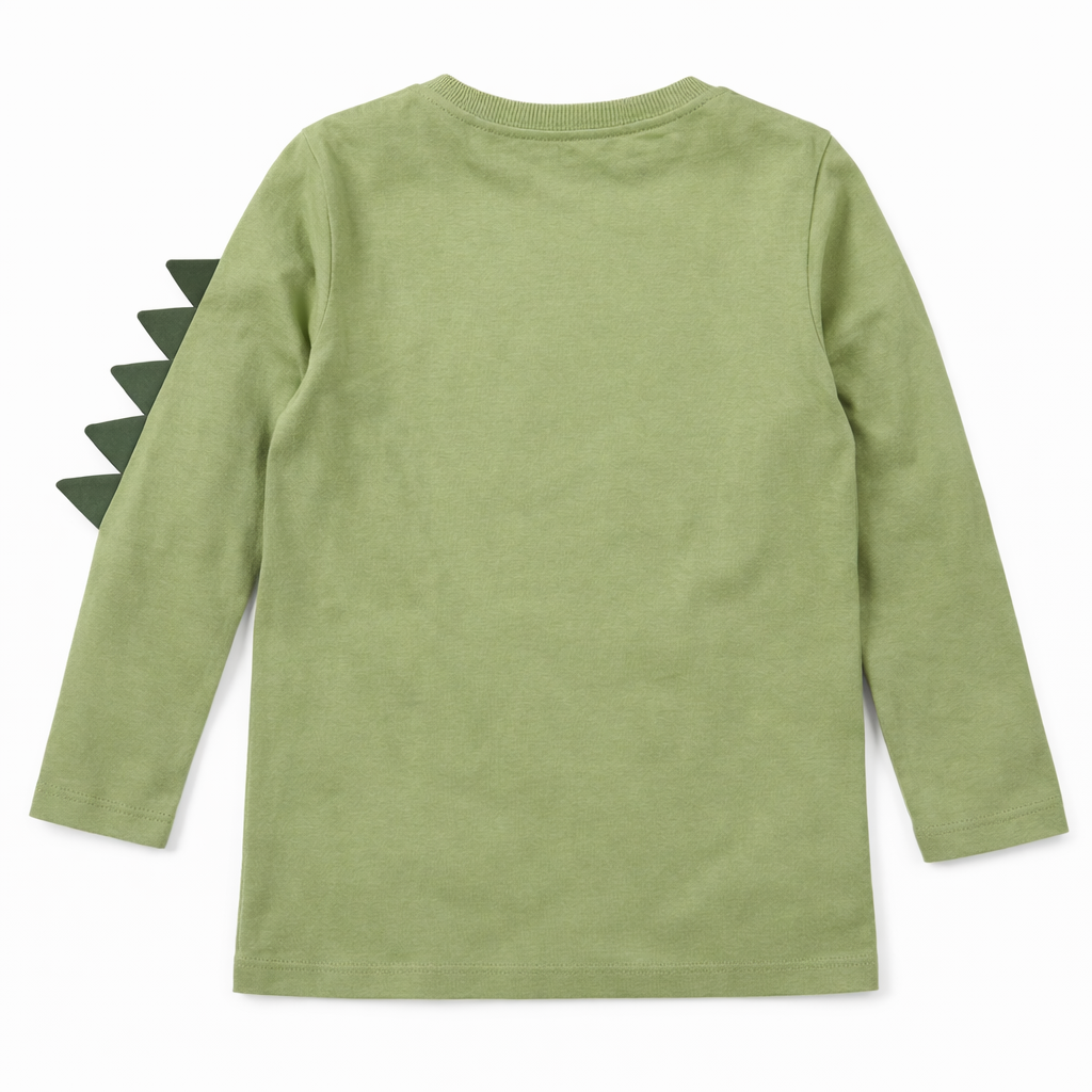 Kids Dinosaur Bear Long-Sleeve T-Shirt – Olive Green
