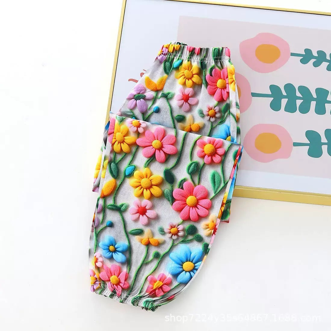 Girls summer children's pants children's clothing small and medium-sized girls 3D printing casual pants anti-mosquito fashion Joggers