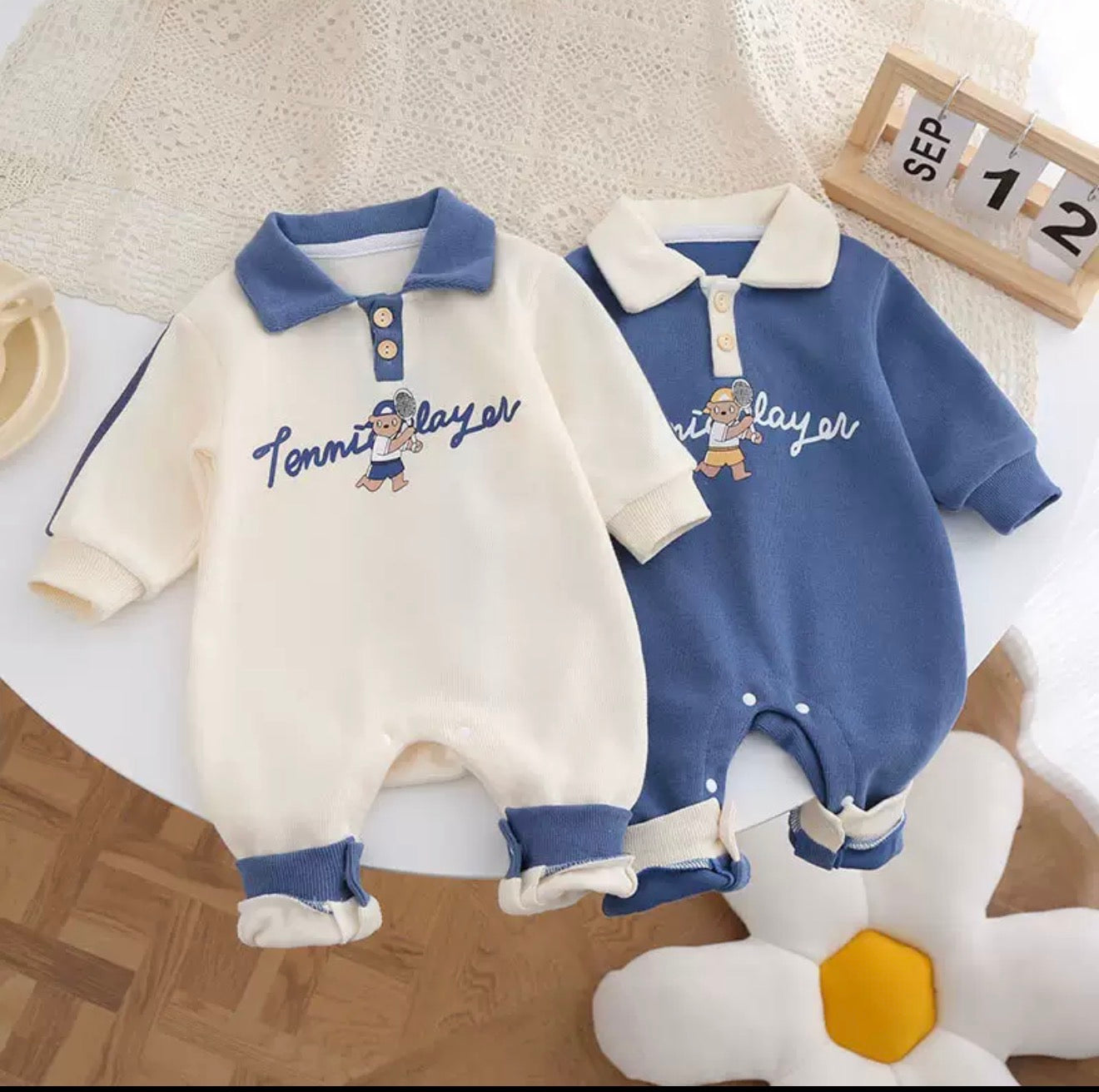 Baby Romper Tennis Player Long Sleeve Cotton Outfit Baby Clothes Spring Clothes Male Baby Handsome Body Clothes Newborn Outfit Super Cute Clothes Spring and Autumn
