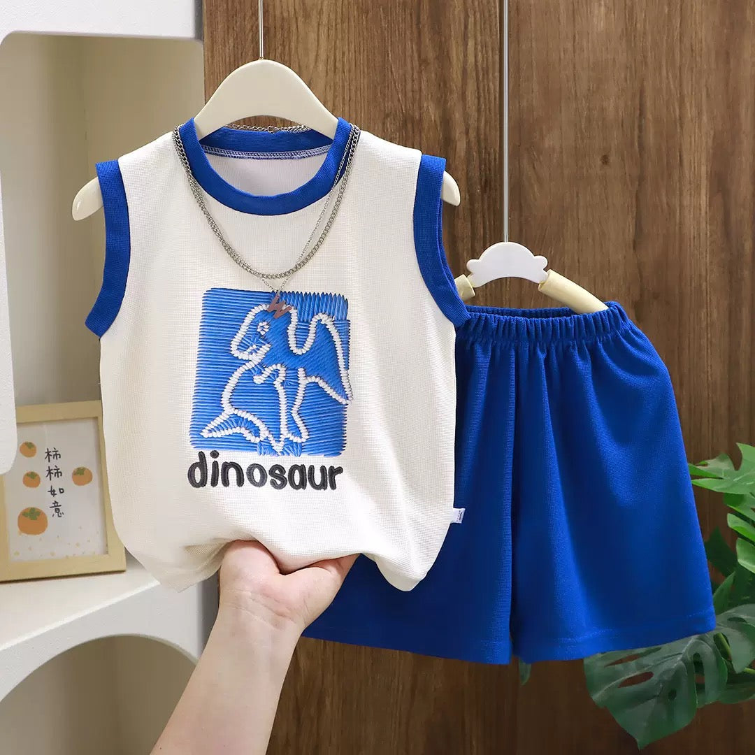 Summer new children's vest set boys sleeveless top shorts summer two-piece children's clothing thin wholesale casual sportswear
