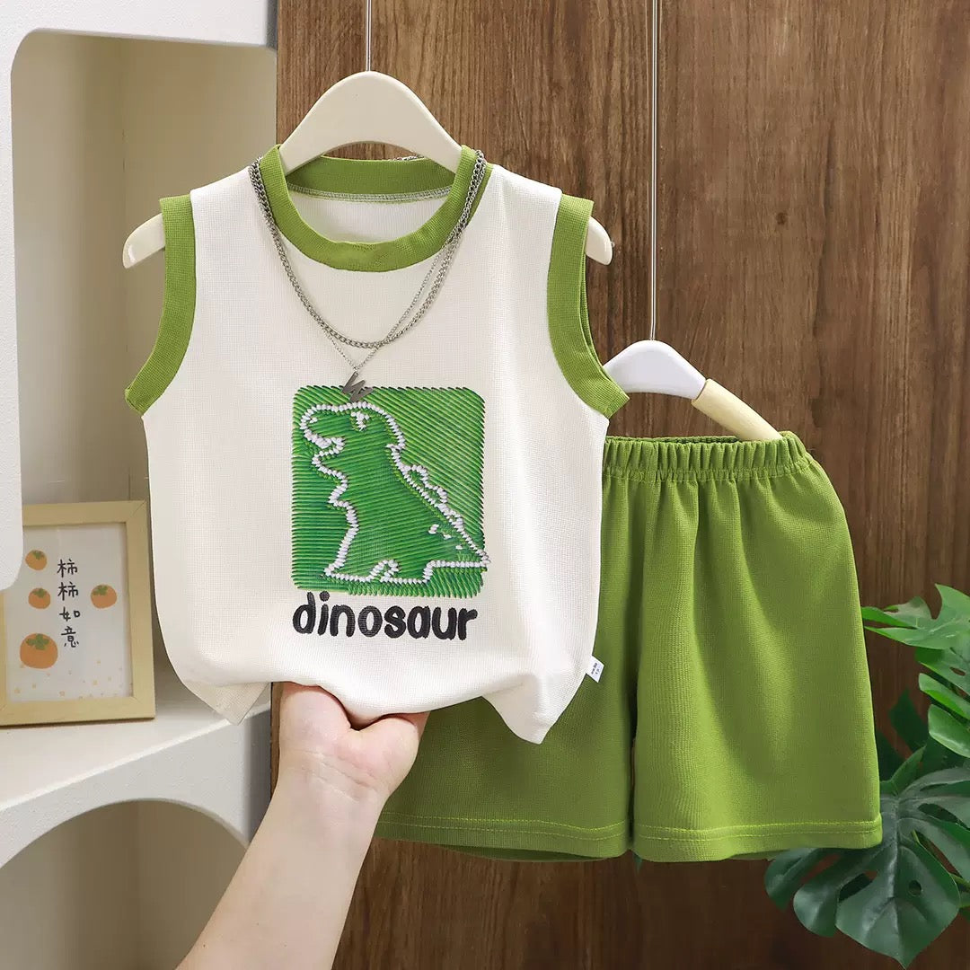 Summer new children's vest set boys sleeveless top shorts summer two-piece children's clothing thin wholesale casual sportswear
