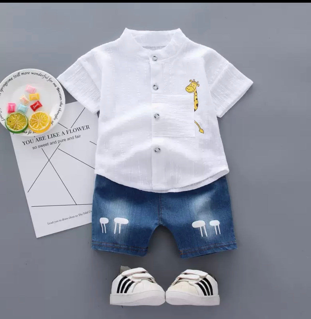 Foreign Trade BabyBoy Two piece Style Children's Clothing Summer New Style Small and Medium-Sized Boys' Cross-Border New Cartoon Shirts and Short Suits 2 Pieces