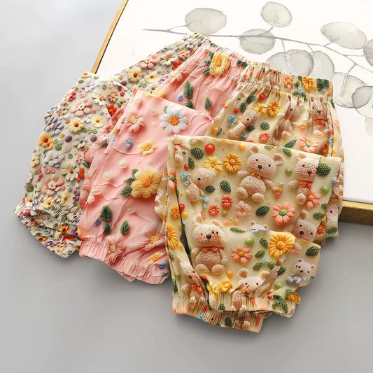 Girls summer children's pants children's clothing small and medium-sized girls 3D printing casual pants anti-mosquito fashion Joggers