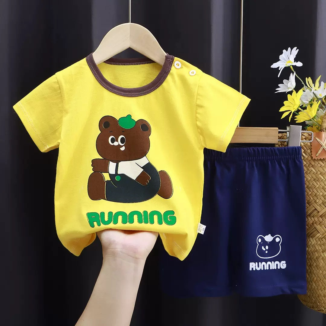 Colorful Summer Children's Short-Sleeve Shorts Set, Pure Cotton T-Shirt, Thin Style for Boys and Girls, New Children's Clothing 2026 kids set
