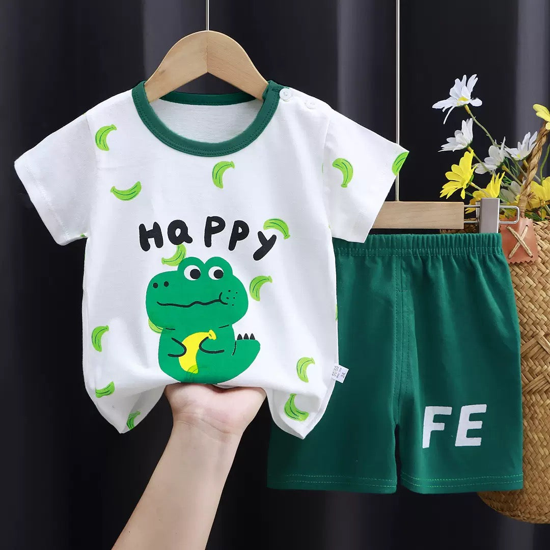 Colorful Summer Children's Short-Sleeve Shorts Set, Pure Cotton T-Shirt, Thin Style for Boys and Girls, New Children's Clothing 2026 kids set