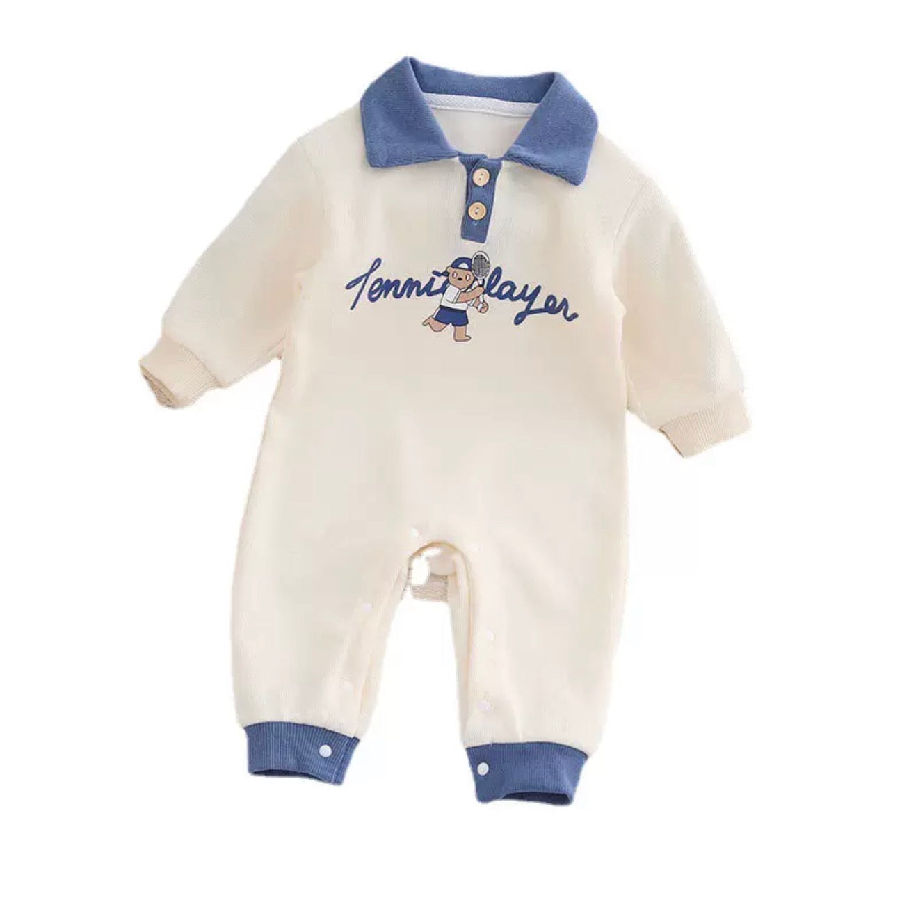 Baby Romper Tennis Player Long Sleeve Cotton Outfit Baby Clothes Spring Clothes Male Baby Handsome Body Clothes Newborn Outfit Super Cute Clothes Spring and Autumn