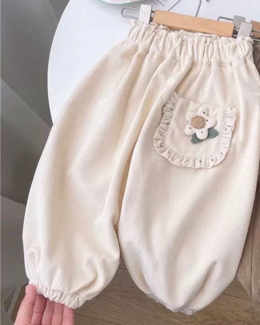 Girls' Pants New Style 2026 Spring Fashion Trendy Sports Casual Jogger Pants with Heart Embroidery for Little Girls