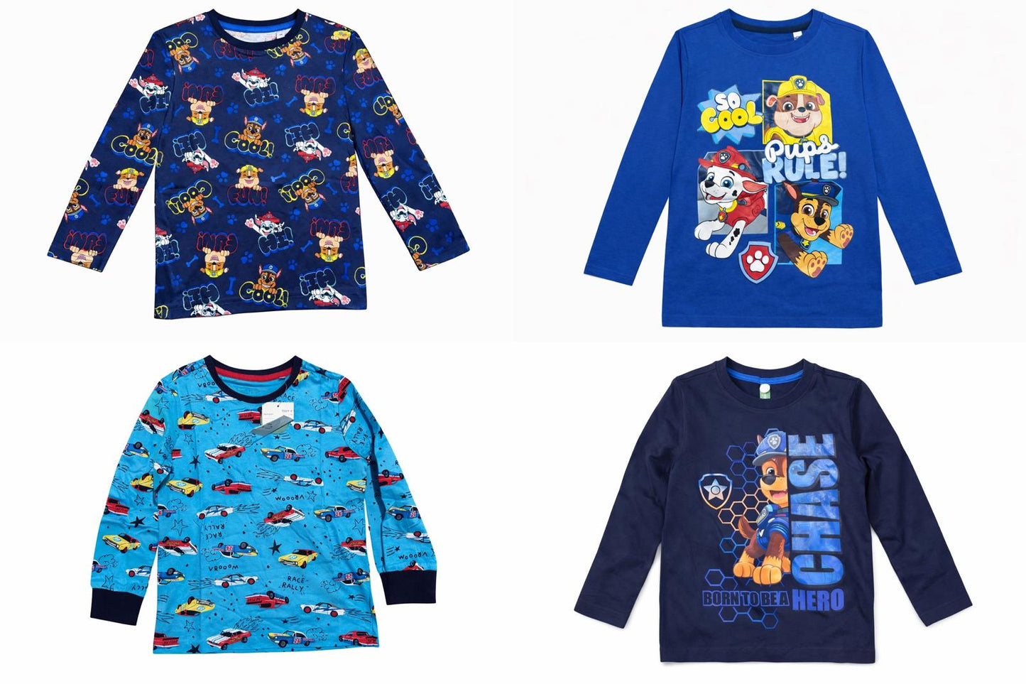 Nickelodeon PAW Patrol Boys Long Sleeve Shirt – Chase, Marshall & Rubble Designs
