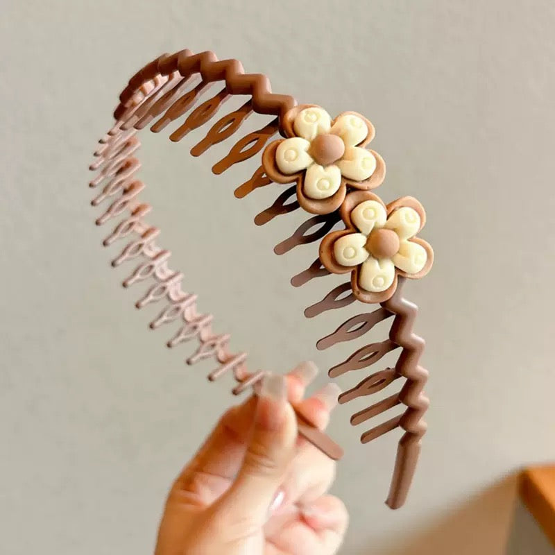 Children's Coffee-Colored Toothed Anti-Slip Hairband New Autumn and Winter Broken Hair Hairpin Headband Baby Girl Headband