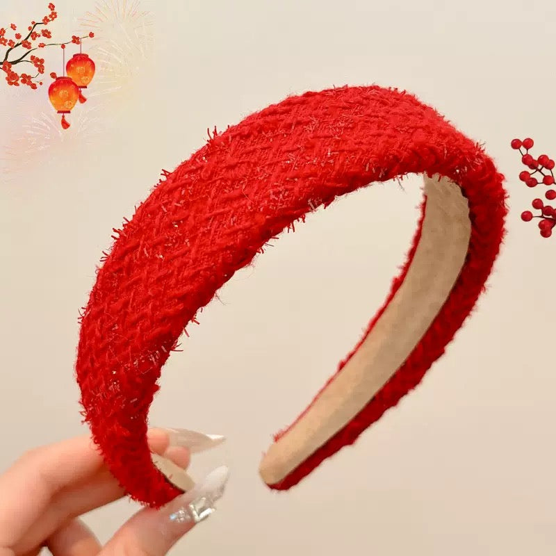 Children's New Year Red Headband 2026 New Style Non-Tightening Hairband for Little Girls Versatile Hairpin Hair Accessory Hair Tie Handmade