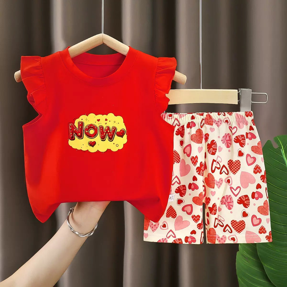 Girls Short-sleeved suit Cotton Summer New Girl Flying-sleeved Shorts Two-piece Set European and American Style Baby Summer Children's Wear Clothes Sets