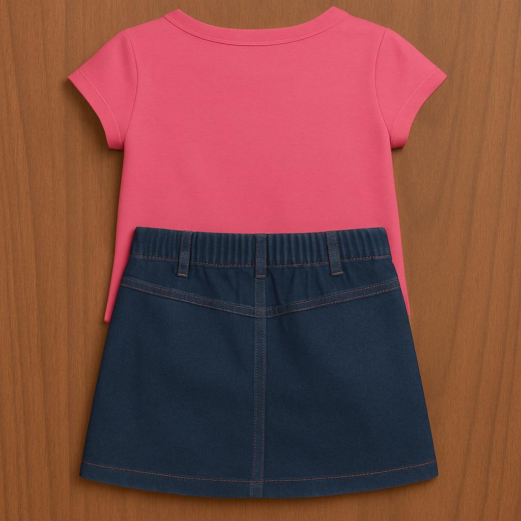 Limited Too Girls' Heart Pocket Tee & Denim Skirt Set