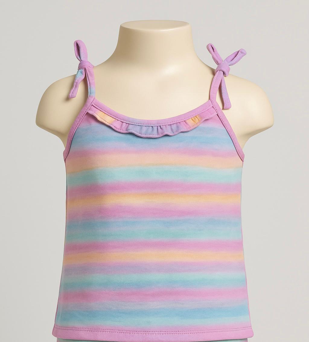 Girls’ Rainbow Stripe Summer Two-Piece Set