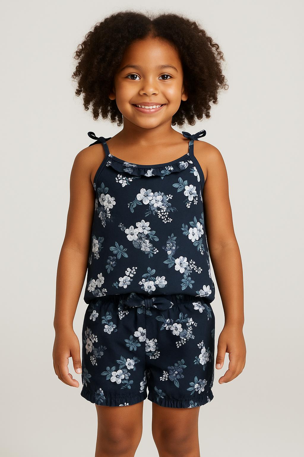 Floral Print Girls' Summer Short Set