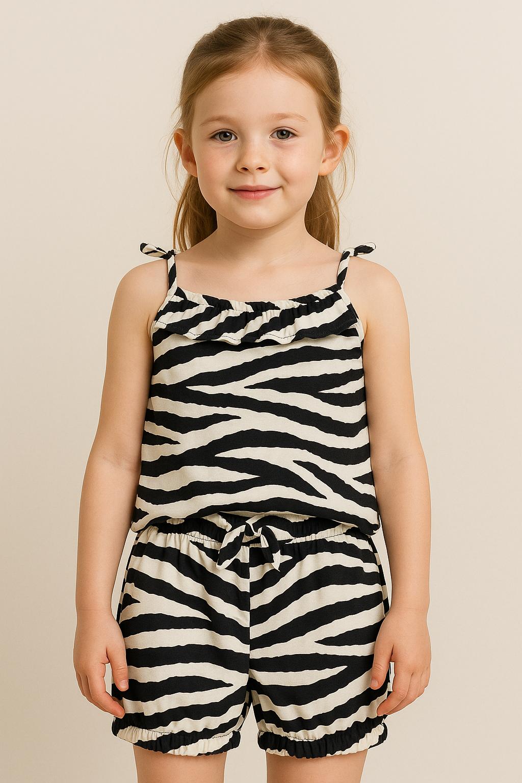 Girls’ Zebra Stripe Two-Piece Cami & Shorts Set