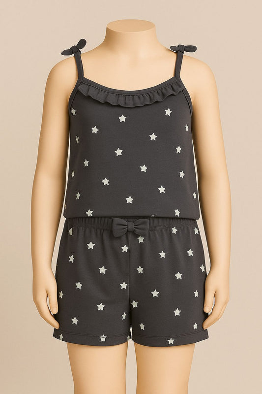 Girls' Two-Piece Starry Night Pajama Set – Washed Black